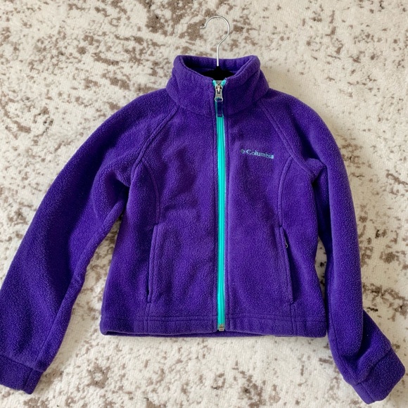 Columbia Fleeced Jacket Girls Purple - Picture 2 of 7
